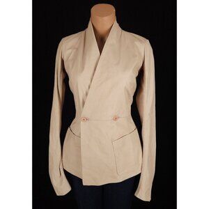 Rick Owens Calf Leather Blazer Jacket Size 40 US 6 Slim Womens Beige $2160